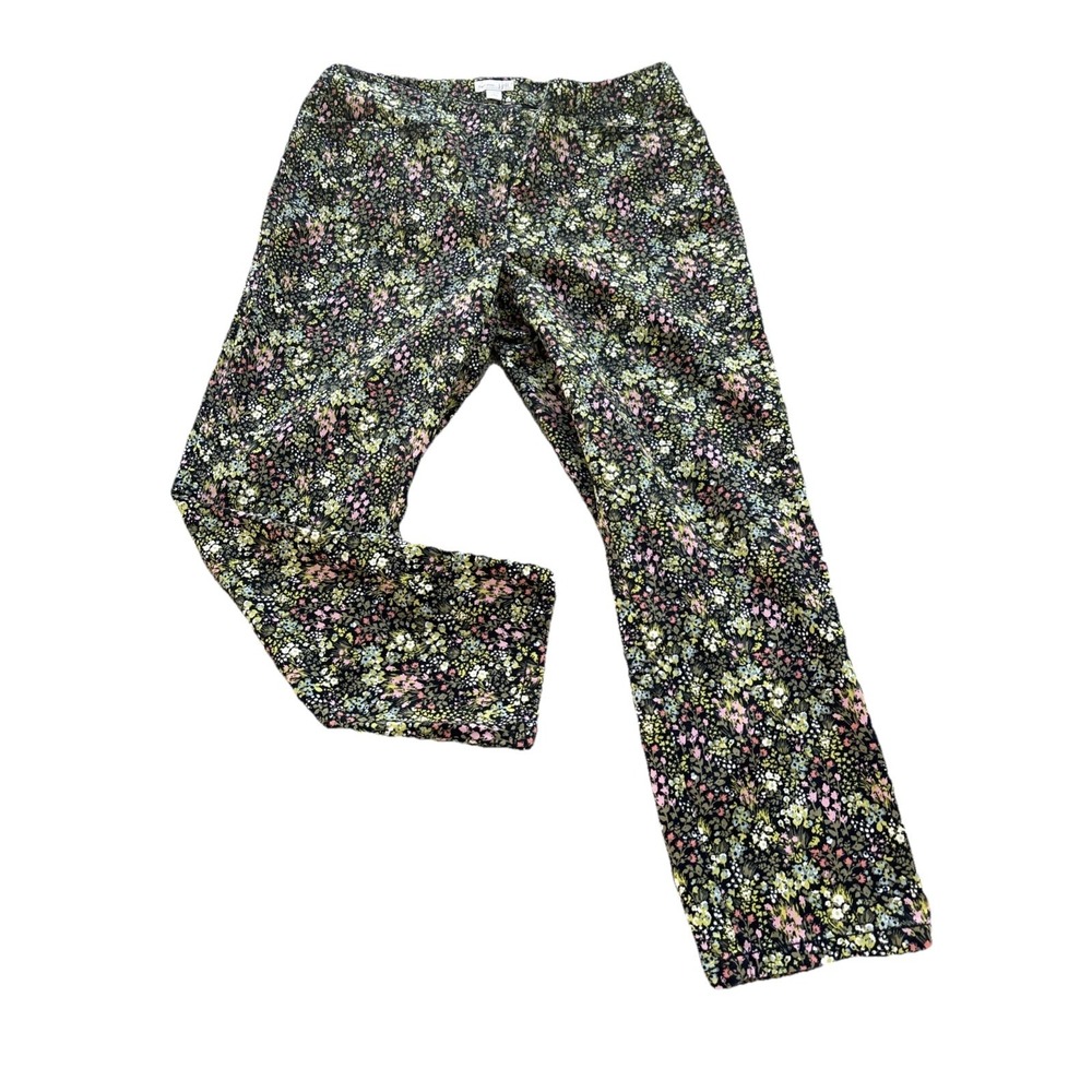 J. Jill Green Floral‎ Live In Chino Straight Leg Pants Womens Mid-Rise Size 8P
